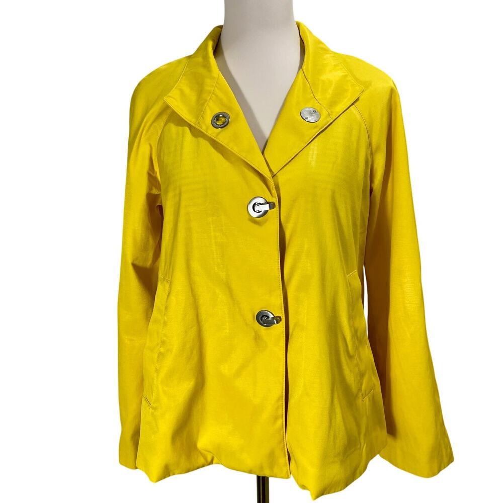 Vintage 90s Yellow Toggle Blazer Jacket Size Small Jones NY Signature Boho Coat